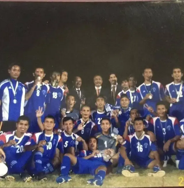 Nepal Police Club team with medals, AFC President's Cup 2007