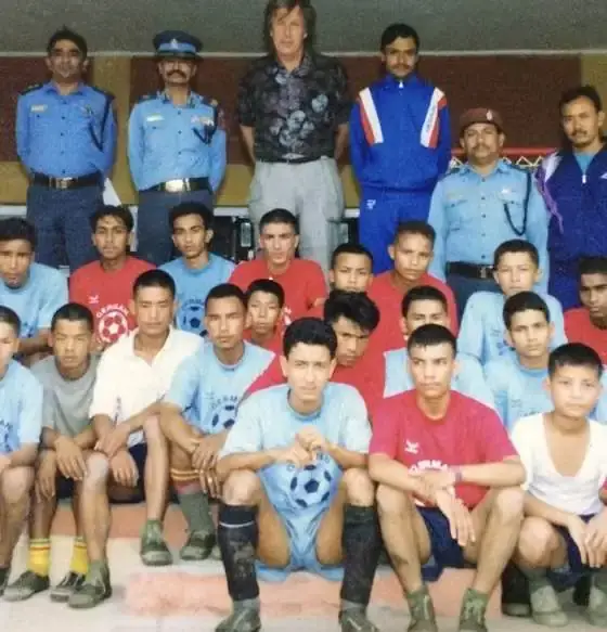 Young Ganesh at 15 in boys police football training with German coach
